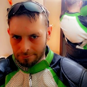 Teknic Leather bikers Jacket size 44, 45 Green, Black, White.